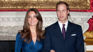 Prince William and Kate pose for photos at St James's Palace after announcing their engagement in 2010