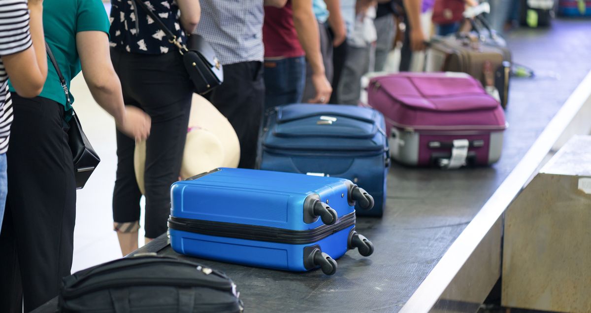 luggage on conveyor belt