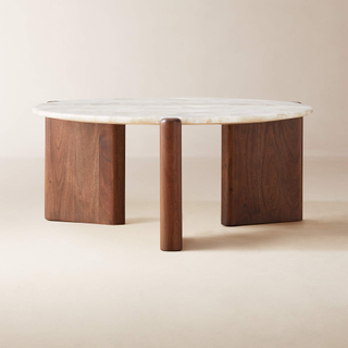 coffee table with marble top and wooden legs