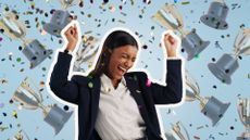Premium Bonds winner happy celebration trophy background