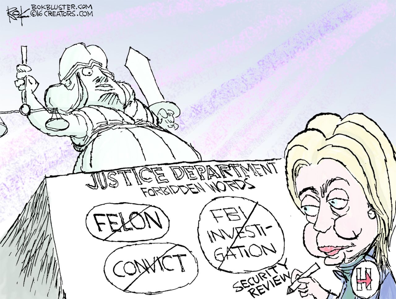 Political Cartoon U.S. Hillary Justice Department 2016