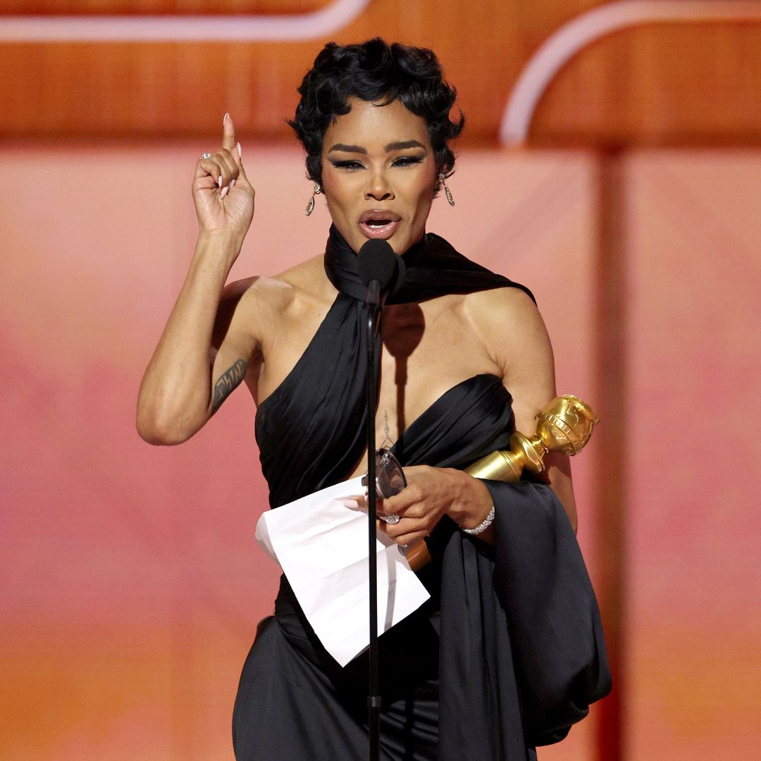 teyana taylor wins the best supporting actress in a motion picture at the 2026 golden globes and gives an emotional speech