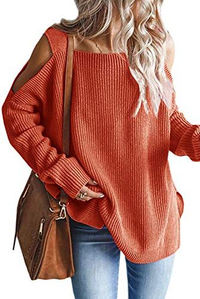 MaQiYa Cold Shoulder Oversized Sweater $37 $28 at Amazon