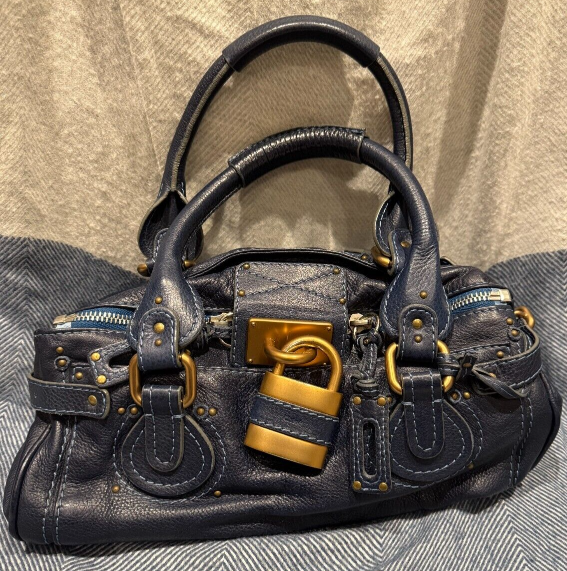 Chloe Paddington Hand Bag Calf Leather Blue - Authentic