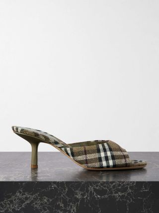 Checked Linen Mules