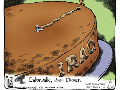 Political cartoon world Iraq U.S.