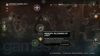 Destiny 2 Memory Blooming of Light on map