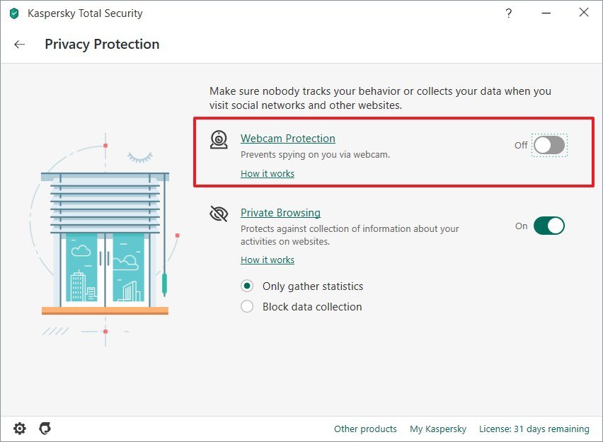 Antivirus unlock camera access option