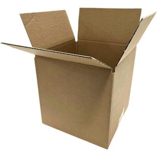 An open-top cuboid cardboard packing box