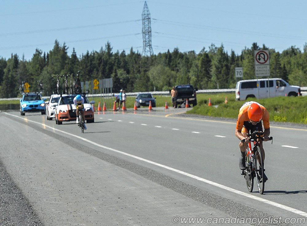 Ryan Roth caught and passed his minute man Rob Britton (Team SmartStop)