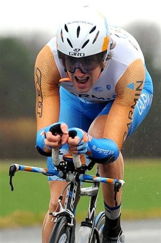 Bradley Wiggins held the best time for a while, until Contador bettered it.