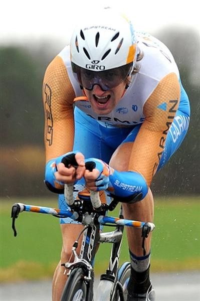 Bradley Wiggins held the best time for a while, until Contador bettered it.