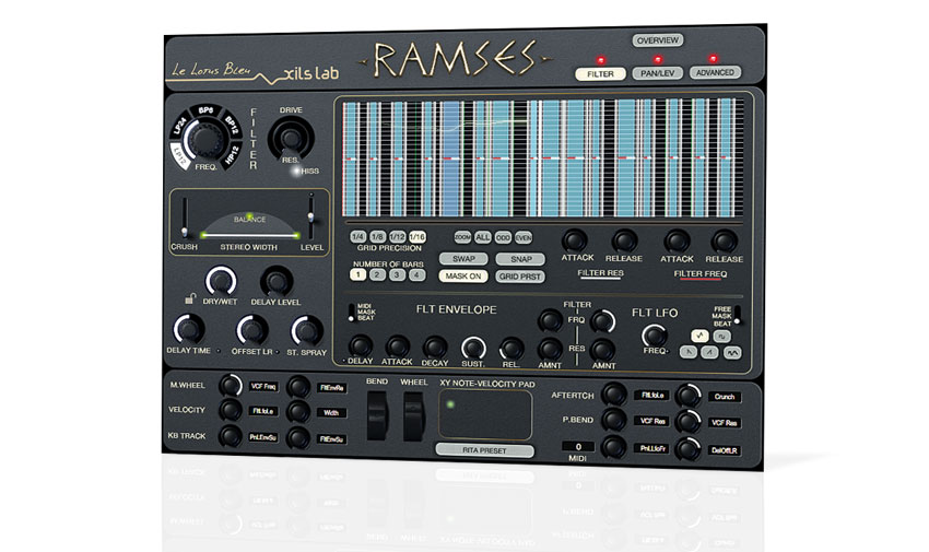 At its core, RAMSES comprises a multimode filter, a stereo control section, a volume/bitcrusher module and a delay