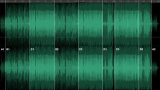 By overlaying the waveforms of the different stems we identify the different sections of the song