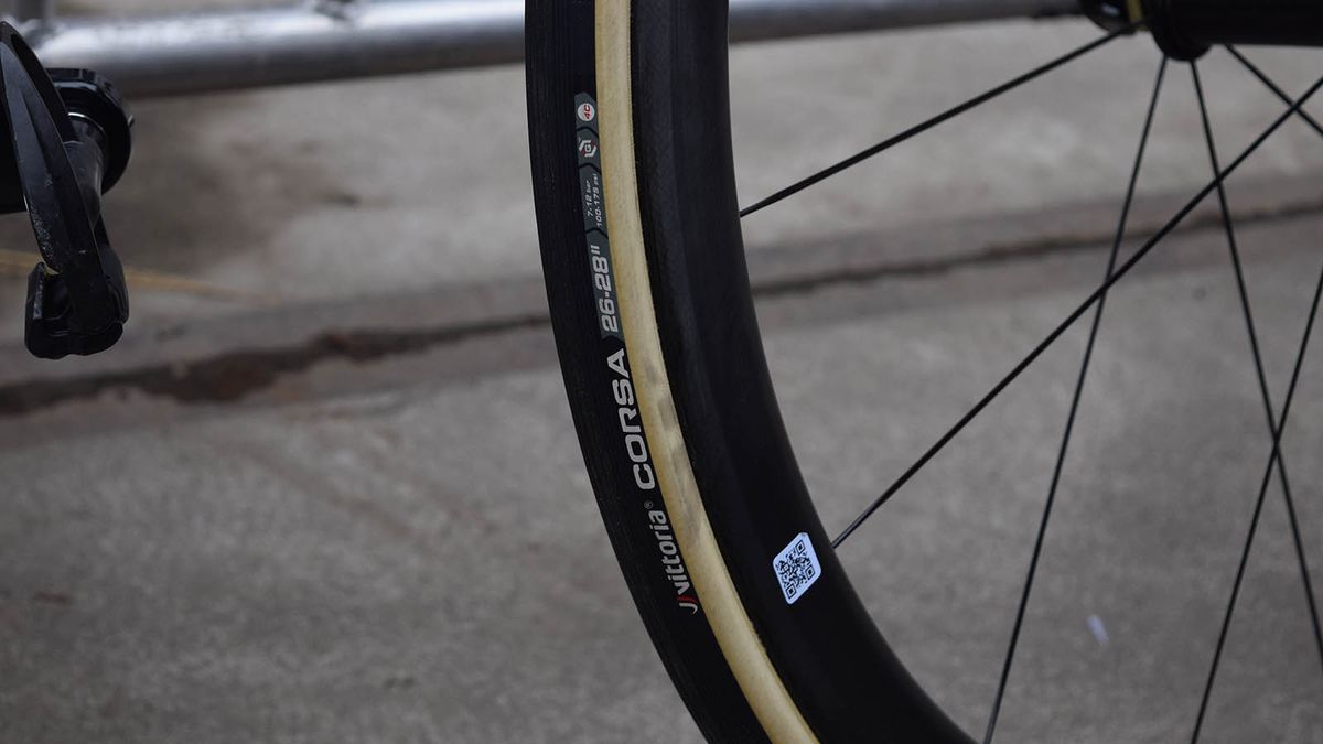 Van Avermaet ran 26mm Vittoria Corsa tubulars for Omloop Het Nieuwsblad