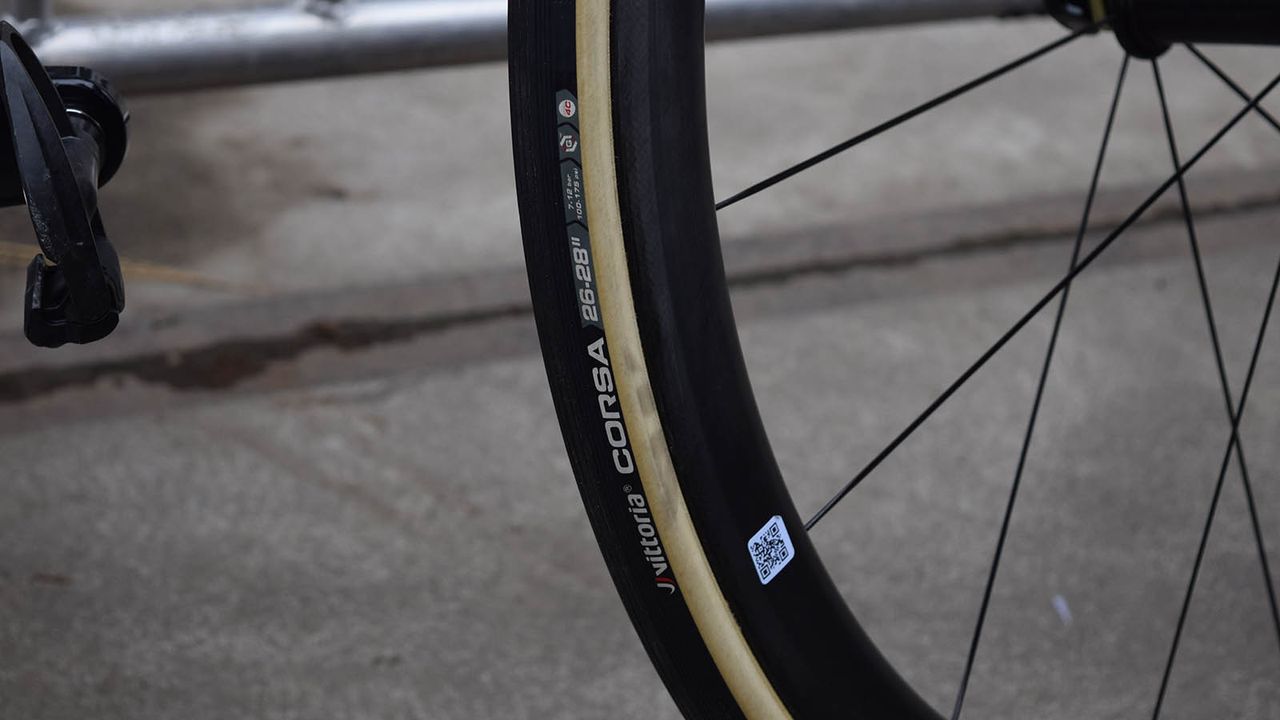 Van Avermaet ran 26mm Vittoria Corsa tubulars for Omloop Het Nieuwsblad