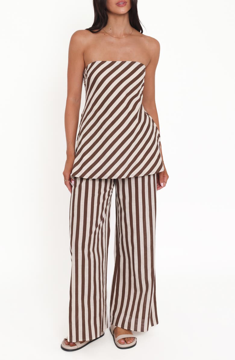 Kim Stripe Cotton Strapless Top &amp;amp; Pants Set