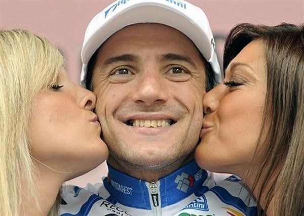 Italian Alessandro Bertolini (Serramenti PVC Diquigiovanni) enjoys his time on the Giro d'Italia podium.