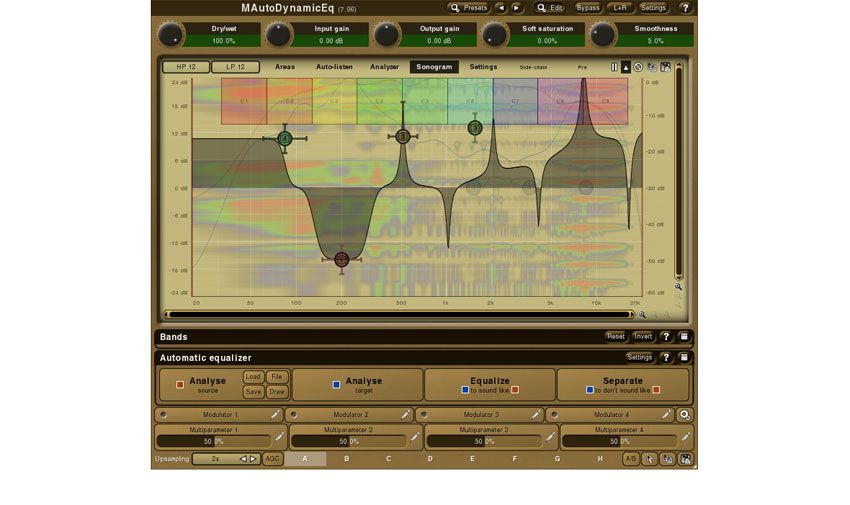 MAutoDynamicEq 2 also features an integrated Sonogram