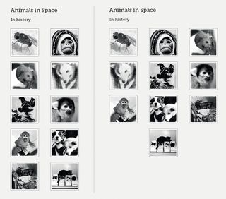 On the left, the basic styling of the list of animals in space, on the right is the same list styled using the nth-of-type and last-of-type structural pseudo-classes