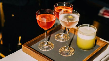 an image of three cocktails in old fashioned martini classes