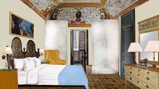 Architectural drawing of palace bedroom