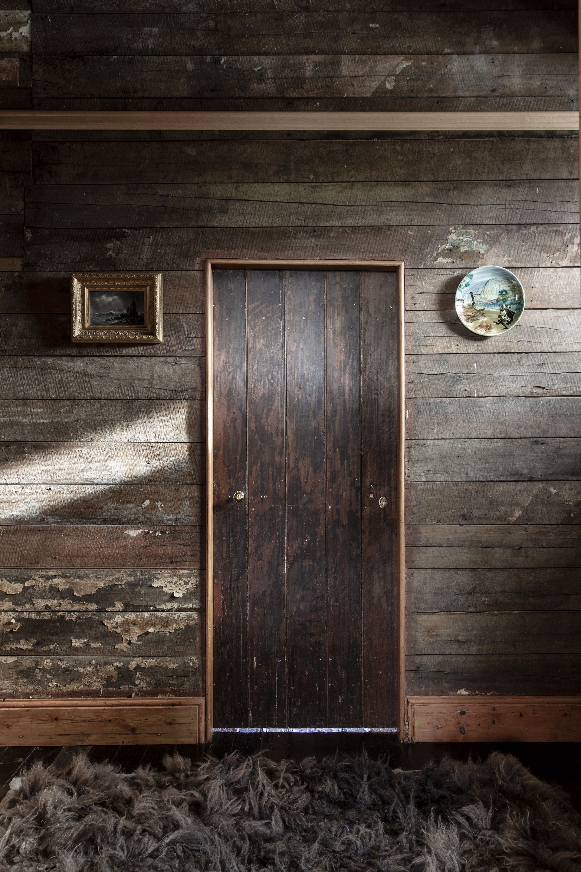 wood panelled entryway