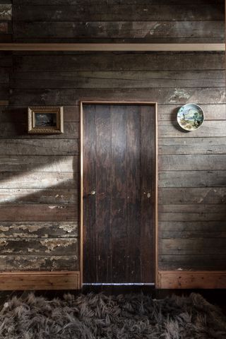 wood panelled entryway