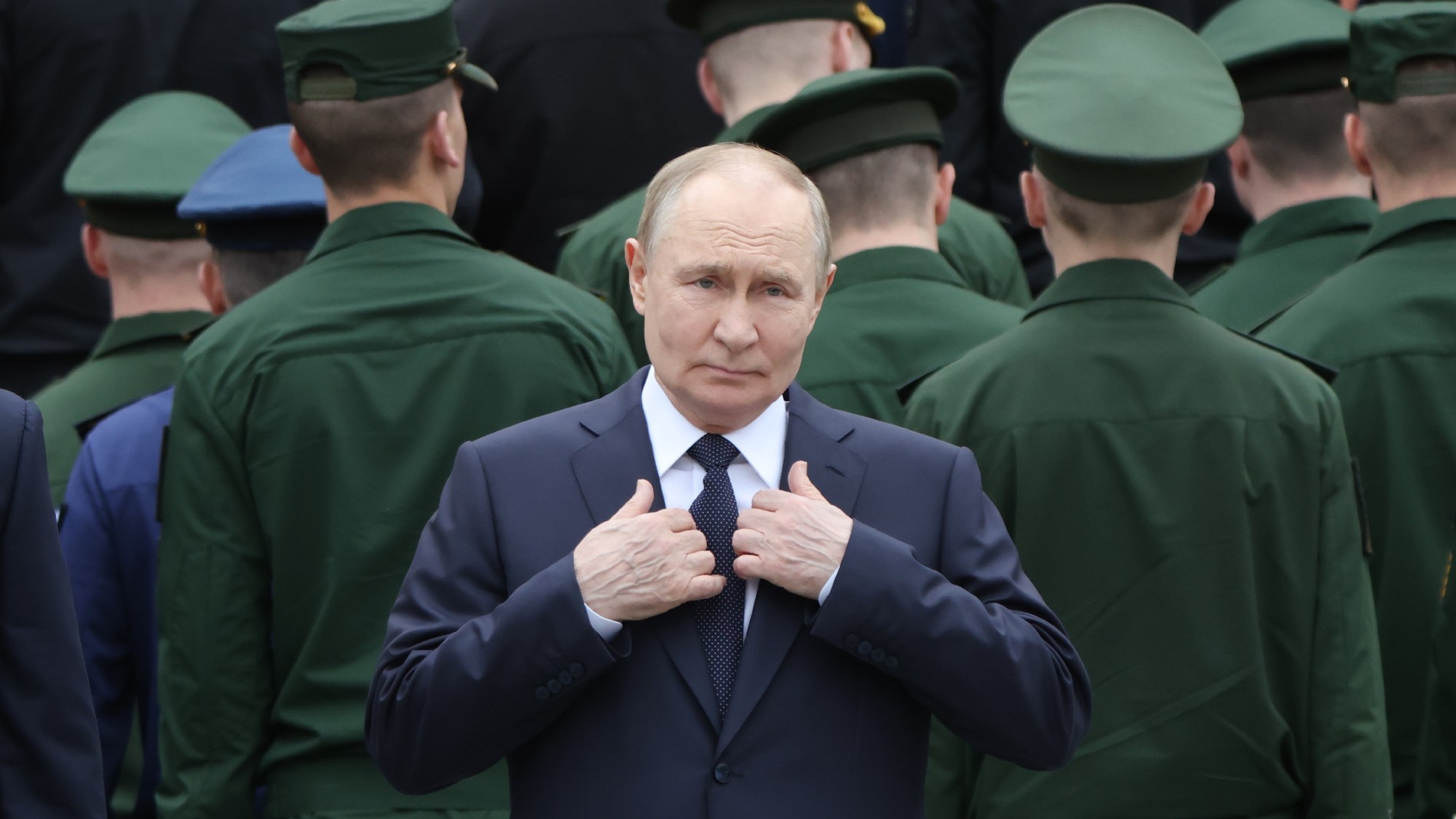 Vladimir Putin seen at a wreath-laying ceremony this weekend at the Tomb of the Unknown Soldier in Moscow's Alexander Garden