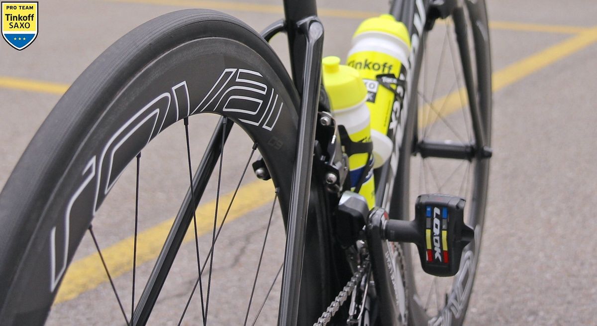 Peter Sagan's Specialized Venge ViAS in matte black, a departure for the Slovakian