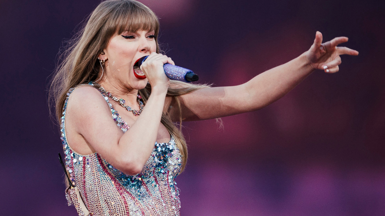 American singer and songwriter Taylor Swift performs on stage as part of her Eras Tour in Lisbon on May 24, 2024