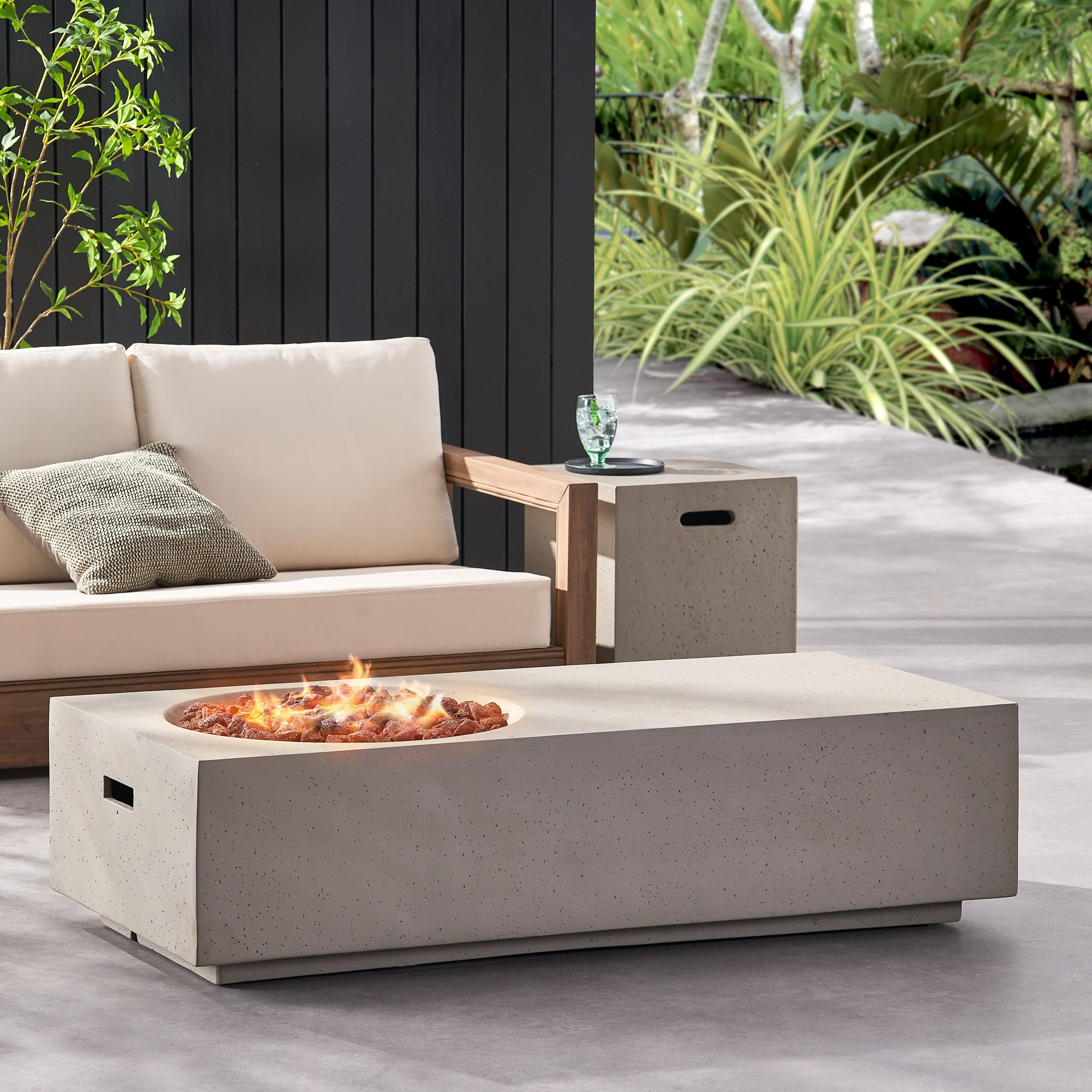 Boneva Concrete Propane Outdoor Fire Pit Table