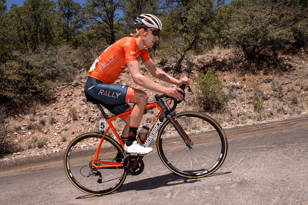 APRIL 18: Robert Britton (Rally Cycling), Gavin Mannion (UnitedHealthcare Pro Cycling) and Oscar Eduardo Snchez Guarn (Canel's-Specialized) lead up the final climb on stage 1 of the Tour of The Gila on April 18, 2018 in Silver City, New Mexico.