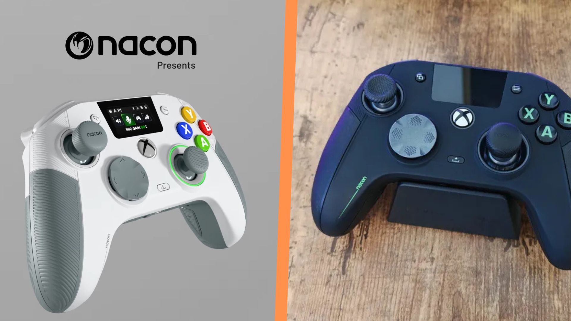 A Nacon Revolution X Unlimited review photo side by side with the new 360 version