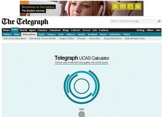 The Telegraph's UCAS Calculator currently ranks first for the UCAS calculator, as a result of strong domain authority and link weight
