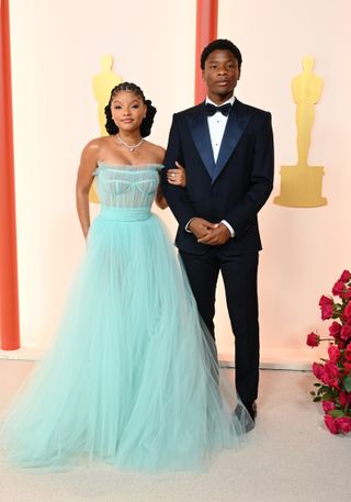 Halle Bailey and Branson Bailey at the 95th Annual Academy Awards held at Ovation Hollywood on March 12, 2023 in Los Angeles, California.