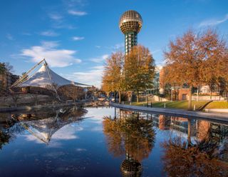 The World's Fair Park in Knoxville, Tennessee, with the tall Sunsphere