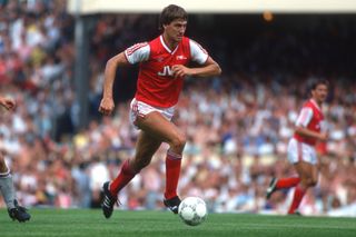 Tony Adams in action for Arsenal against Liverpool in 1987.