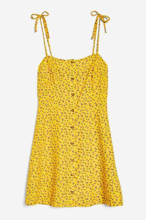 Clothing, Yellow, Day dress, Dress, Sleeveless shirt, camisoles, One-piece garment, Cocktail dress, Cover-up, Blouse,