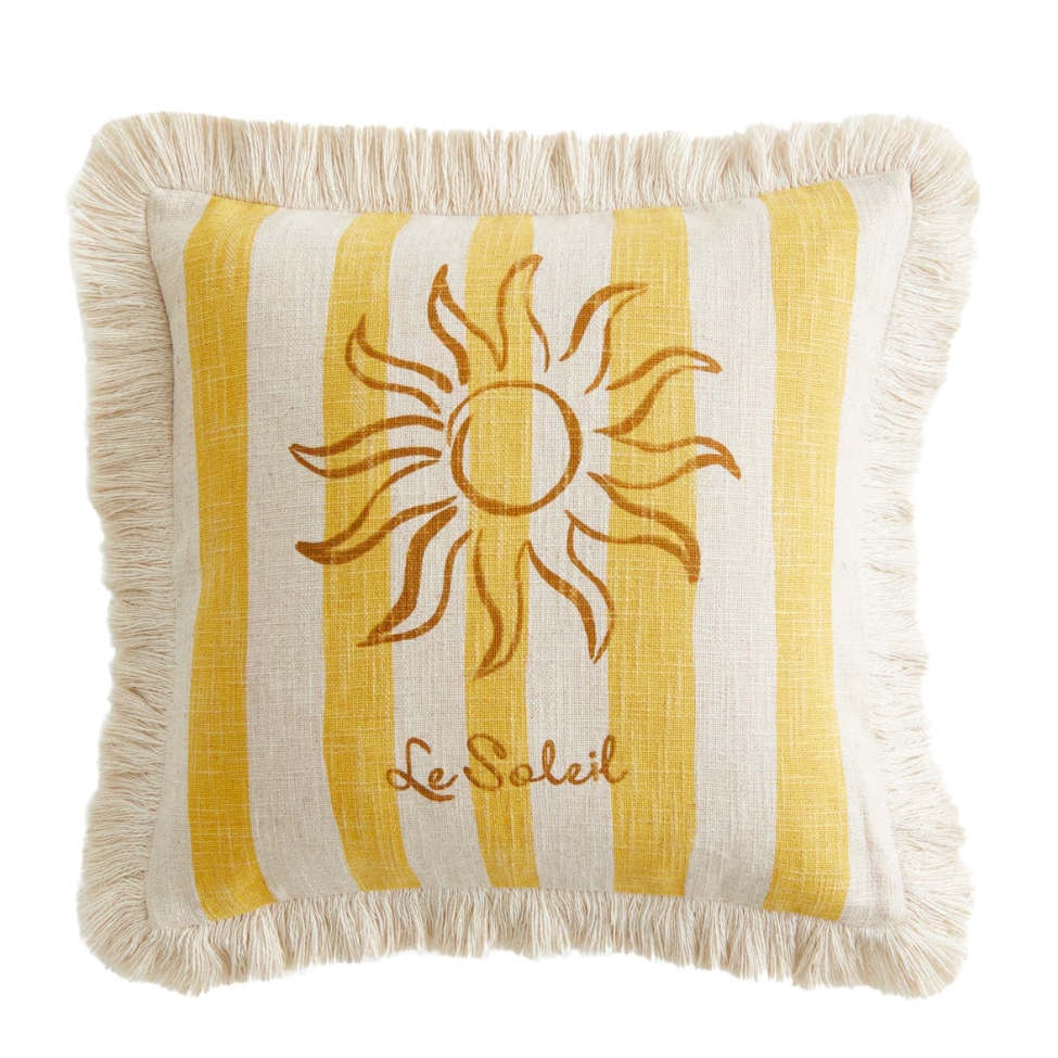 Fringed Linen-Blend Cushion Cover