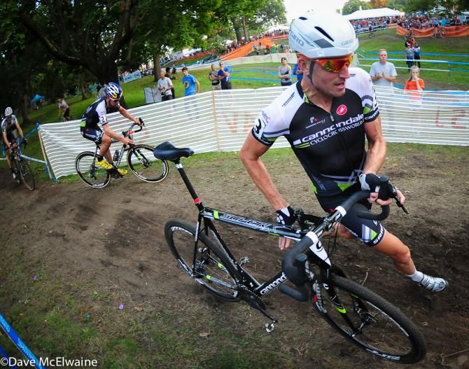 Ryan Trebon (Cannondale Cyclocrossworld.com) leading the race and his teammate Tim Johnson