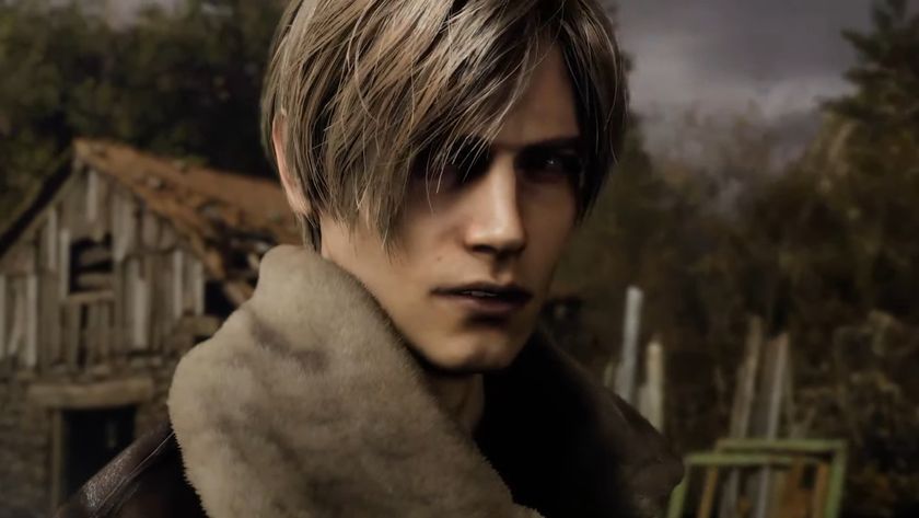 Resident Evil 4 remake protagonist Leon Kennedy looking at the camera