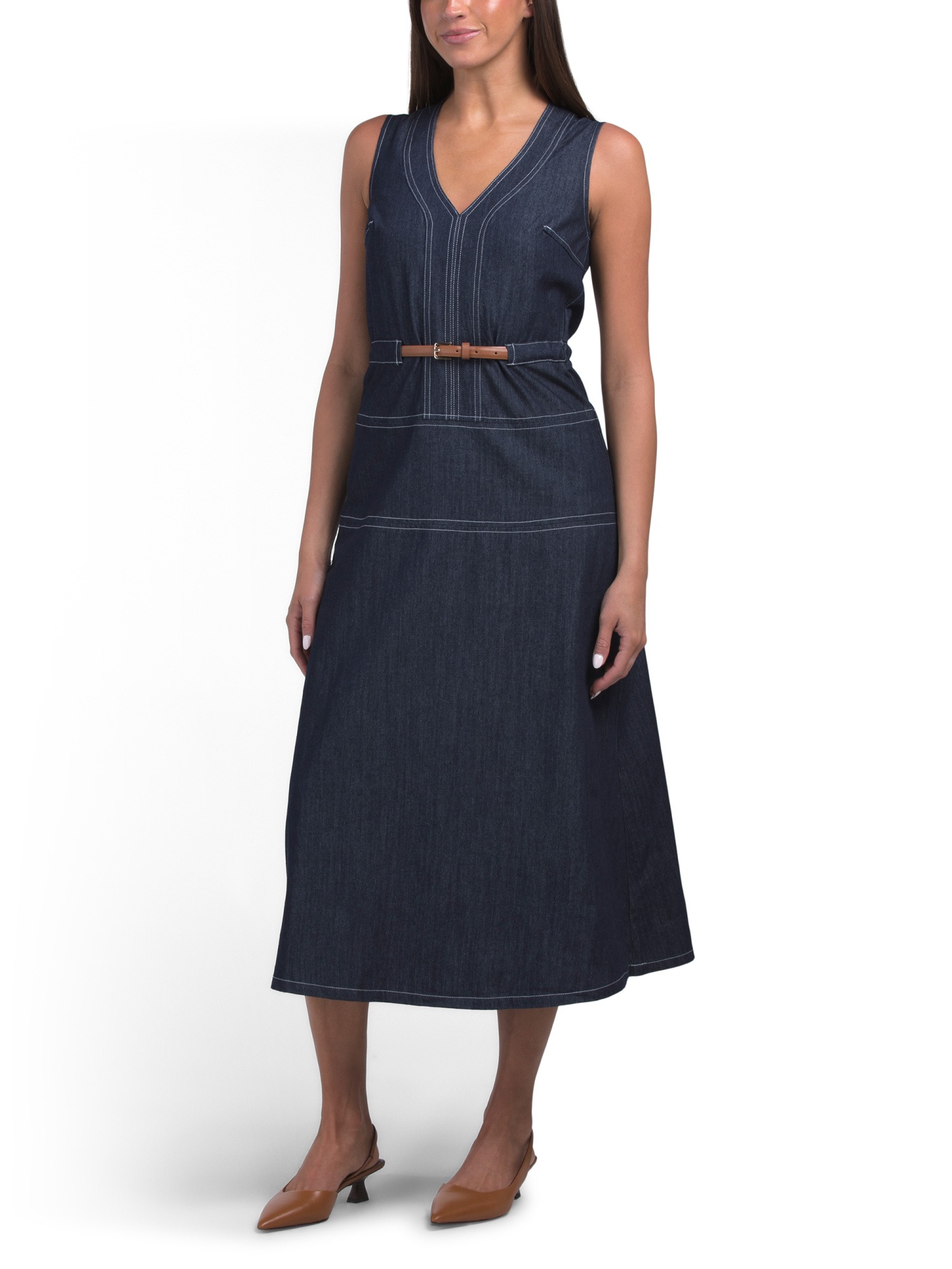 Zoe &amp;amp; Claire, Sleeveless Denim Dress With Belt