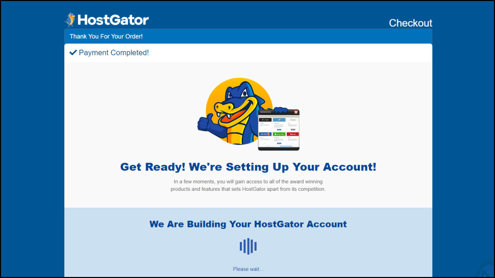 Post-payment confirmation from HostGator
