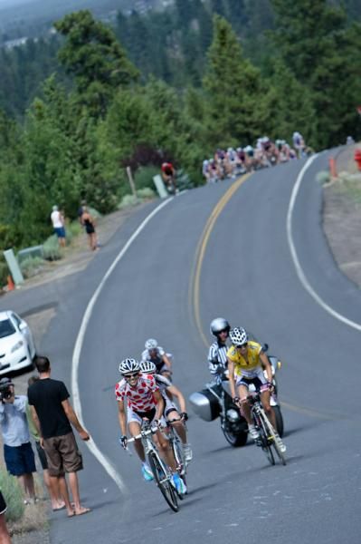 A gout gets off the front of the women's field the last time up the climb.