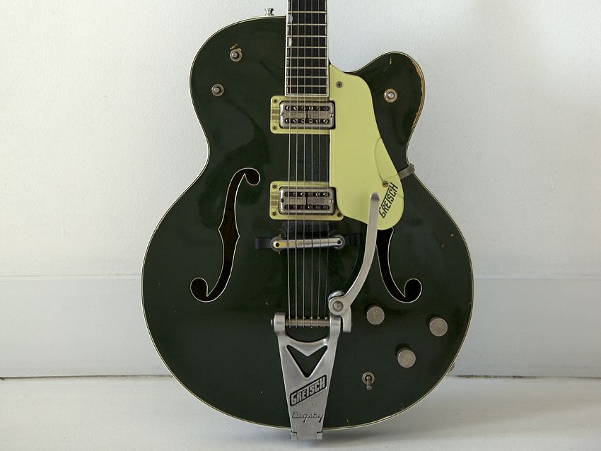 All in the family: Stewart has played this Gretsch Country Club Cadillac Green model since 1976, and now his son is using it