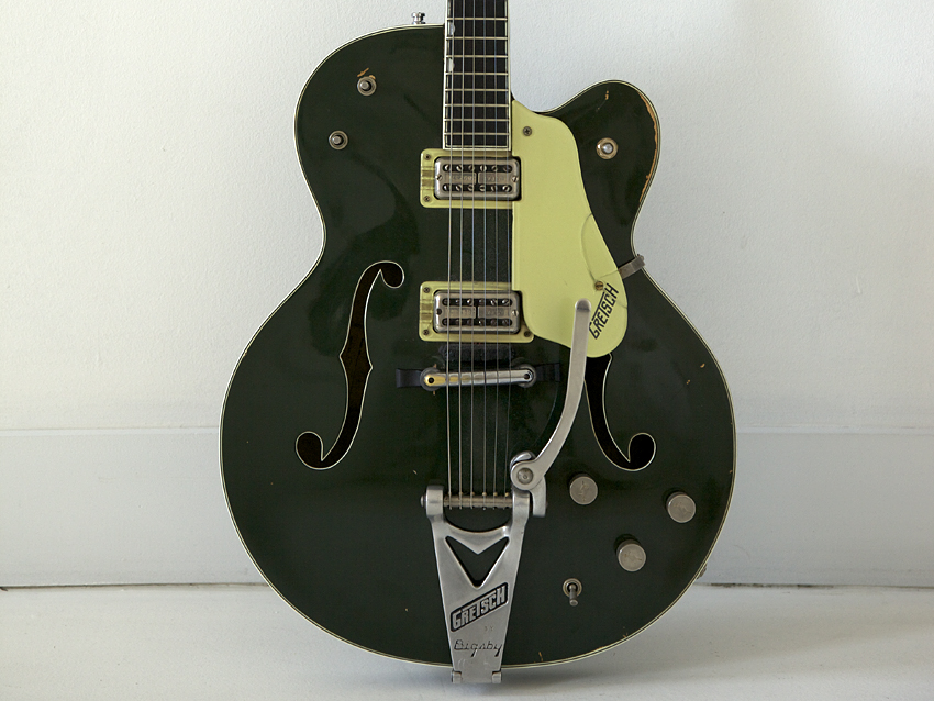 All in the family: Stewart has played this Gretsch Country Club Cadillac Green model since 1976, and now his son is using it