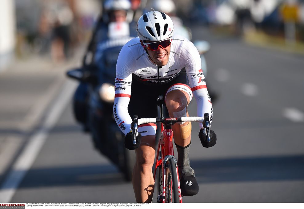 Jasper Stuyven (Trek-Segafredo) heads for the win in Kuurne-Brussel-Kuurne