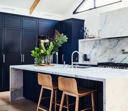 A kitchen in navy