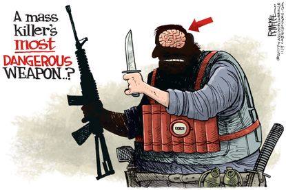 Political cartoon U.S. guns mass shootings
